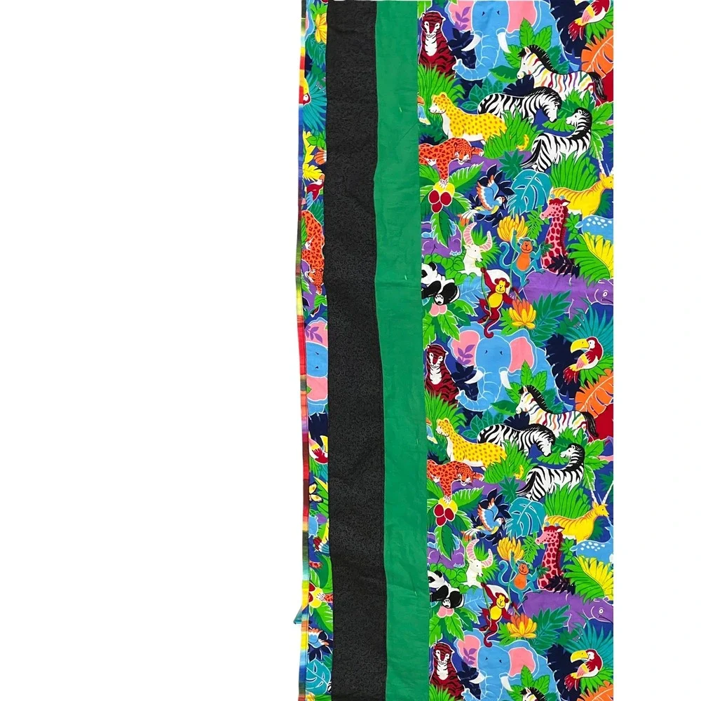 Handmade Reversible Twin Quilt 68x62 Colorful Jungle Animal Patchwork